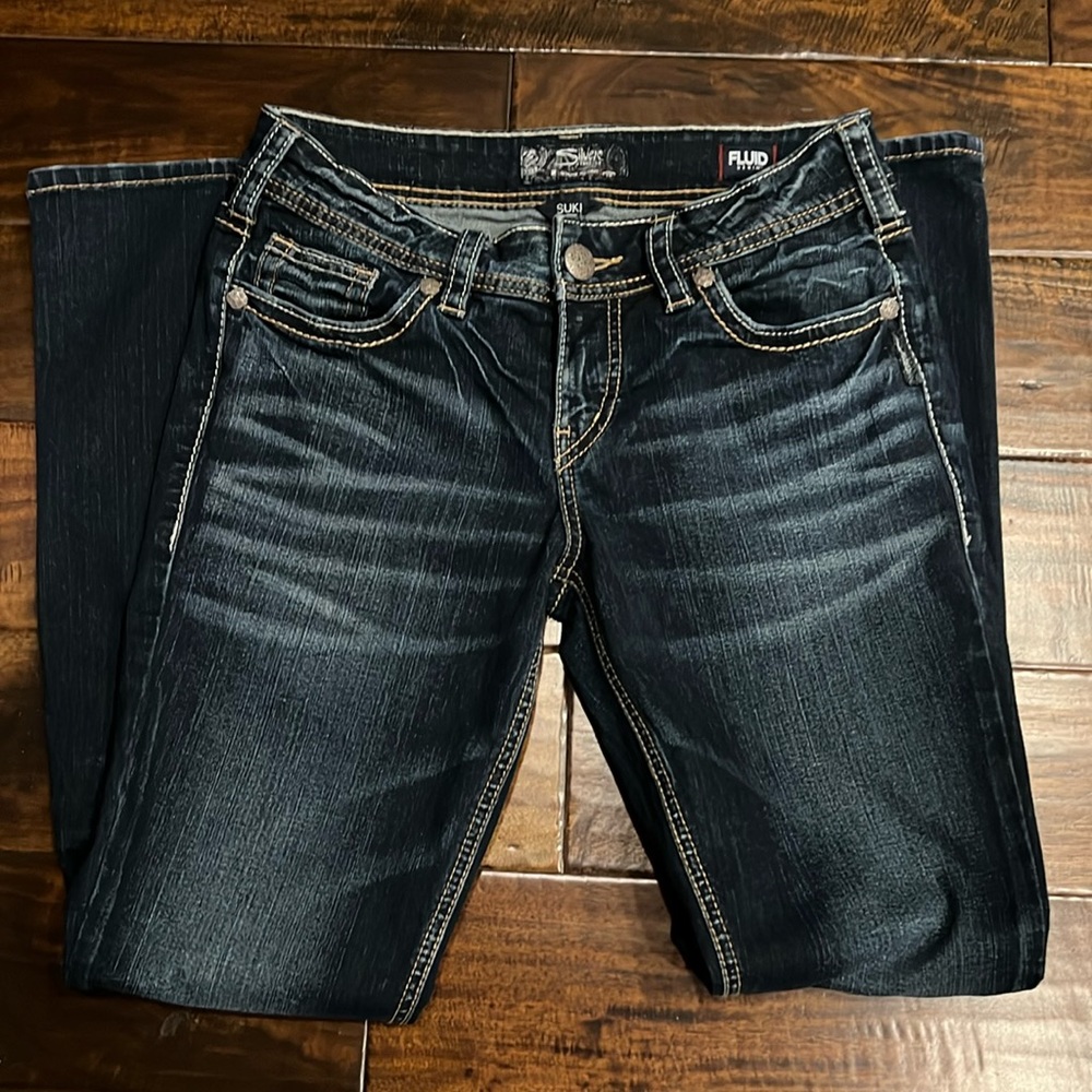 Silver jeans fluid denim suki mid baby boot 27/31